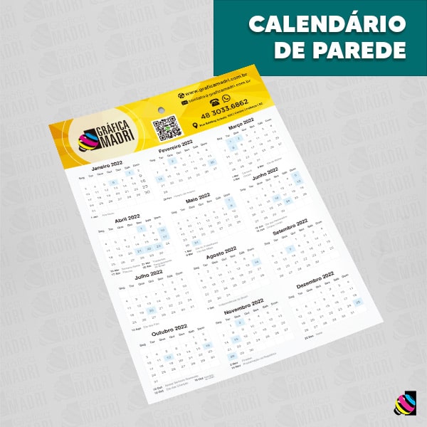 Calendário de Parede Gráfica Madri Centro Palhoça