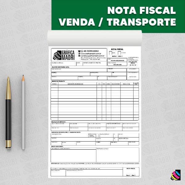 Nota Fiscal Venda Transporte - Gráfica Madri Centro Palhoça SC