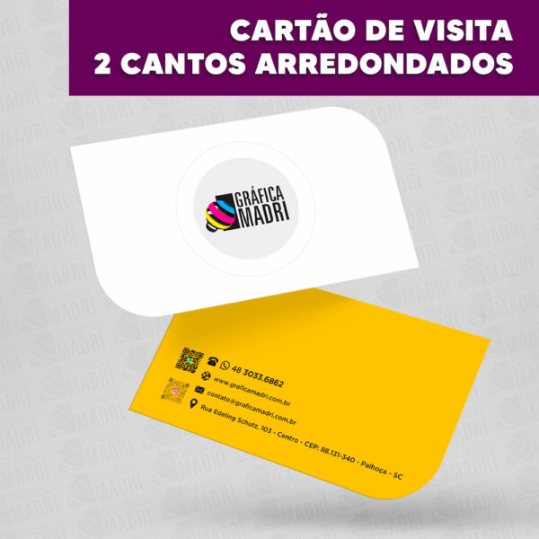 Cartão de Visita 2 Cantos Arredondados - Gráfica Madri Centro Palhoça SC -