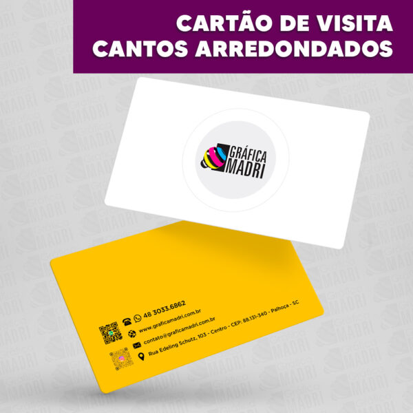 Cartão de Visita Cantos Arredondados - Gráfica Madri Centro Palhoça SC -