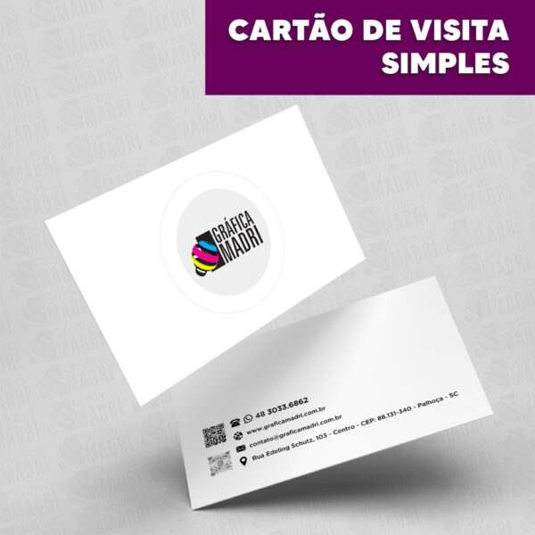 Cartão de Visita Simples - Gráfica Madri Centro Palhoça SC -