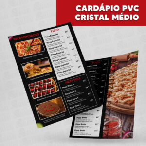 Cardápio PVC Cristal Médio - Gráfica Madri Centro Palhoça SC -