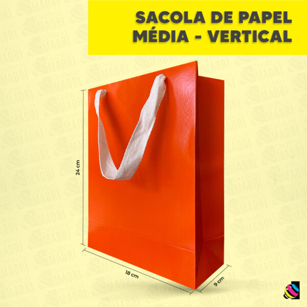 Sacola de Papel Média Vertical - Gráfica Madri Centro Palhoça SC -