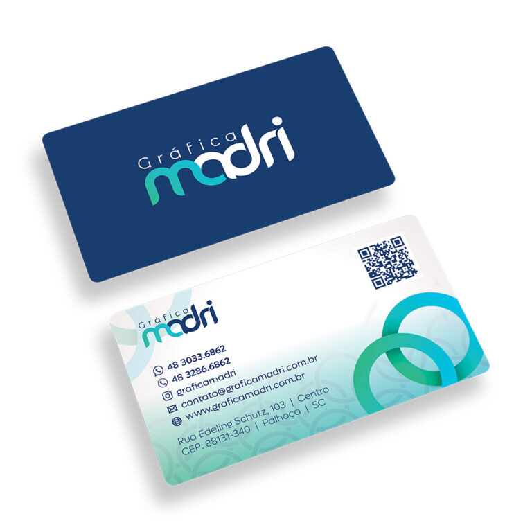 Cartão de Visita com Verniz Localizado e Cantos Arredondados Personalizado - Gráfica Madri - Florianópolis - Palhoça - Impressão Offset