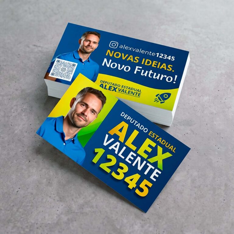 Cartão de Visita Eleições 2026 Personalizado - Formato 5x9 cm - Eleições 2026 - Gráfica Madri - Impressão - Palhoça - Florianópolis