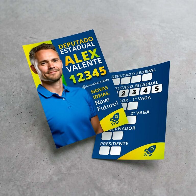 Colinha Eleições 2026 Personalizada - Formato 6,5x9,5 cm - Eleições 2026 - Gráfica Madri - Impressão - Palhoça - Florianópolis