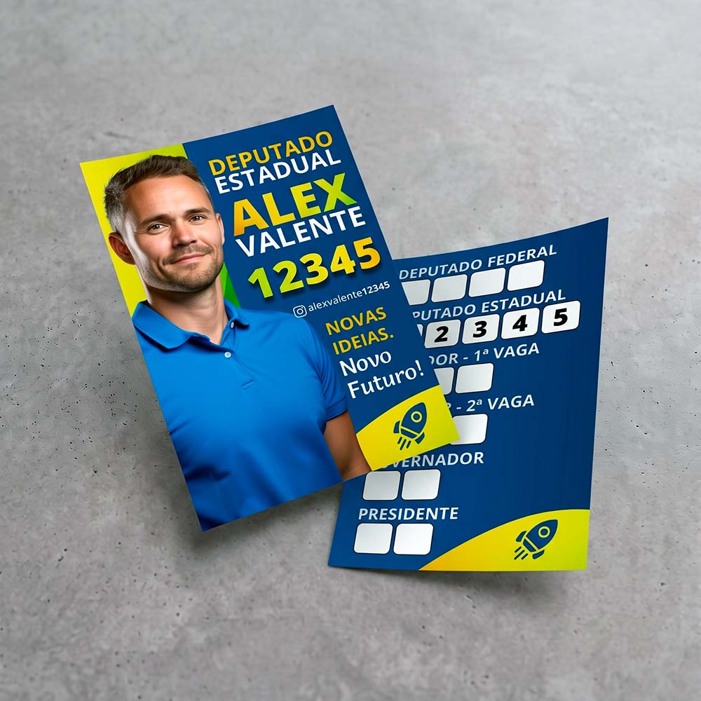 Colinha Eleições 2026 Personalizada - Formato 6,5x9,5 cm - Eleições 2026 - Gráfica Madri - Impressão - Palhoça - Florianópolis