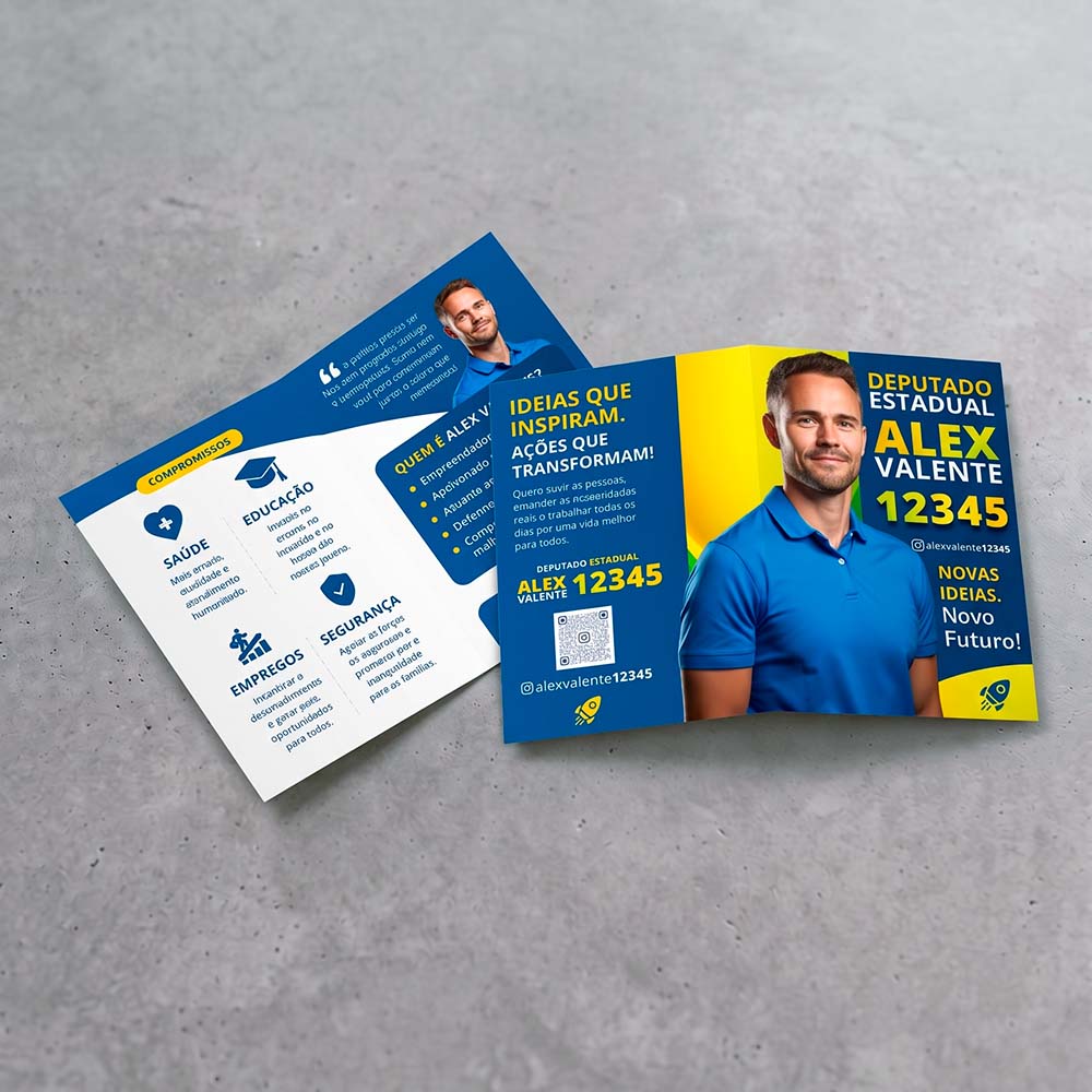 Folders com 1 Dobra Eleição 2026 Personalizados - Formato 21x30 cm - Eleições 2026 - Gráfica Madri - Impressão - Palhoça - Florianópolis