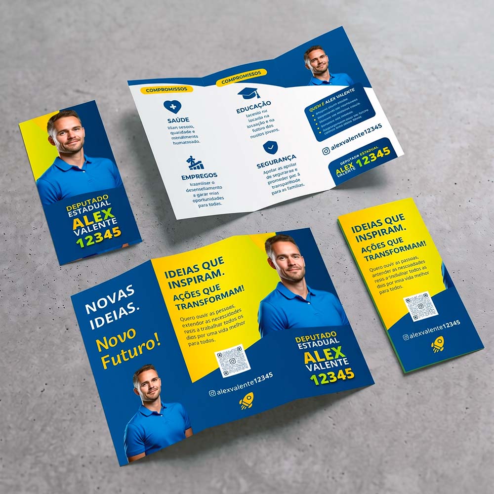 Folders com 2 Dobras Eleição 2026 Personalizados - Formato 21x30 cm - Eleições 2026 - Gráfica Madri - Impressão - Palhoça - Florianópolis