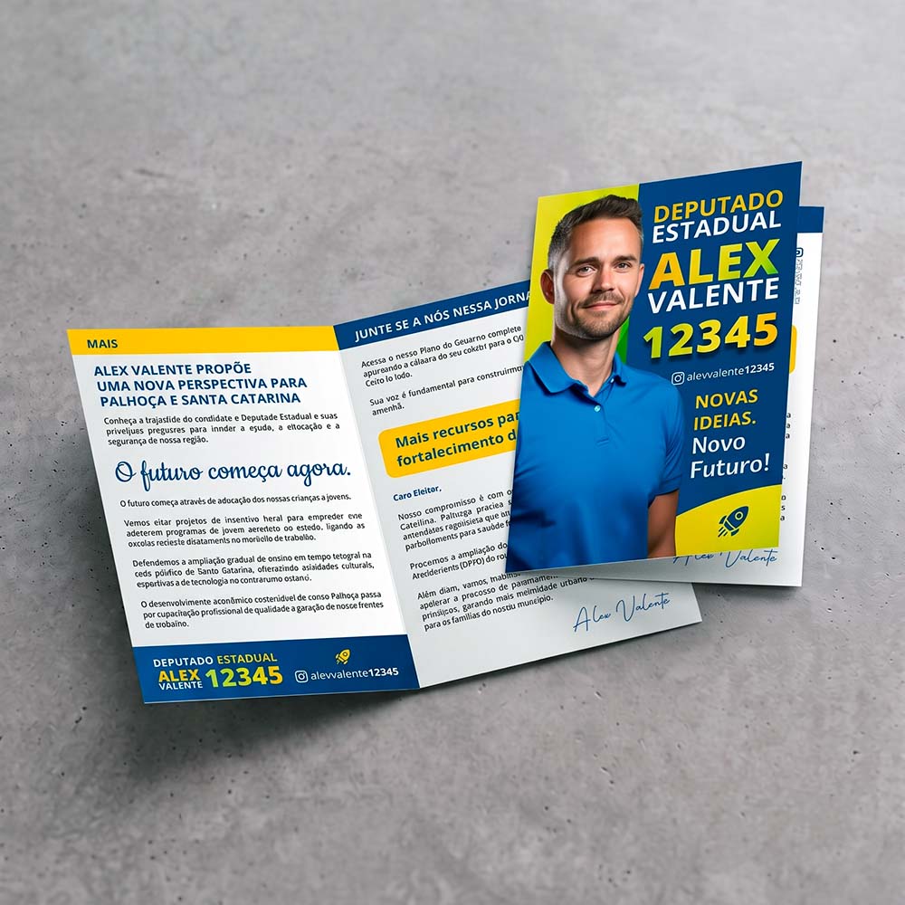 Jornal Eleitoral Eleições 2026 Personalizado - Formato 30x42 cm com 1 Dobra - Eleições 2026 - Gráfica Madri - Impressão - Palhoça - Florianópolis