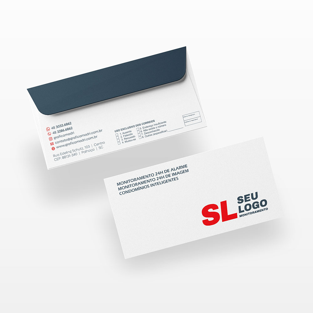 Envelope Ofício Personalizado - Formato 11x22 cm - Envelope - Gráfica Madri - Impressão Offset - Palhoça - Florianópolis - 02